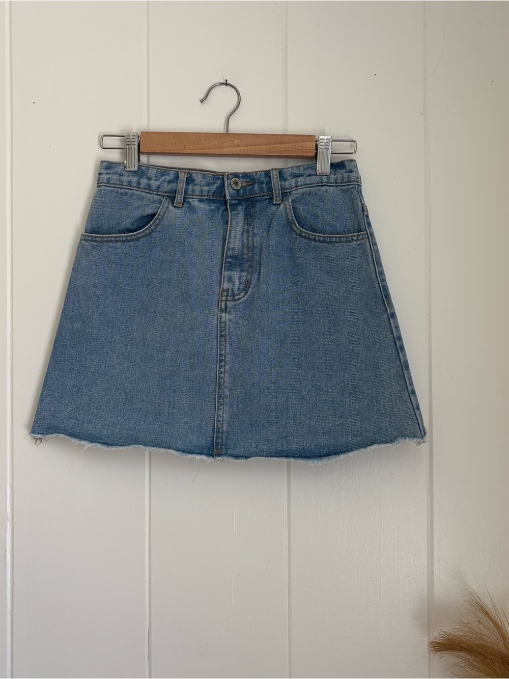 Casual Blue Denim A-Line Mini Skirt
